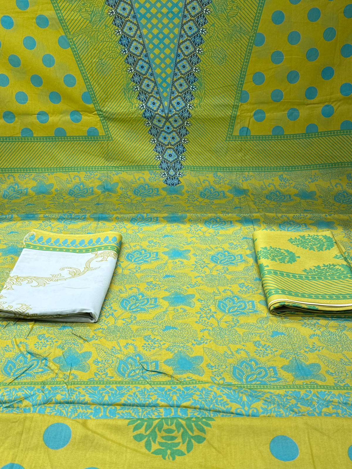 Charizma Printed Parrot Green Unstitched - 1050