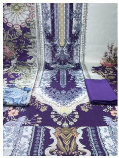 Premium Quality Luxury Lawn Unstitched Collection - 950 Purple Colou