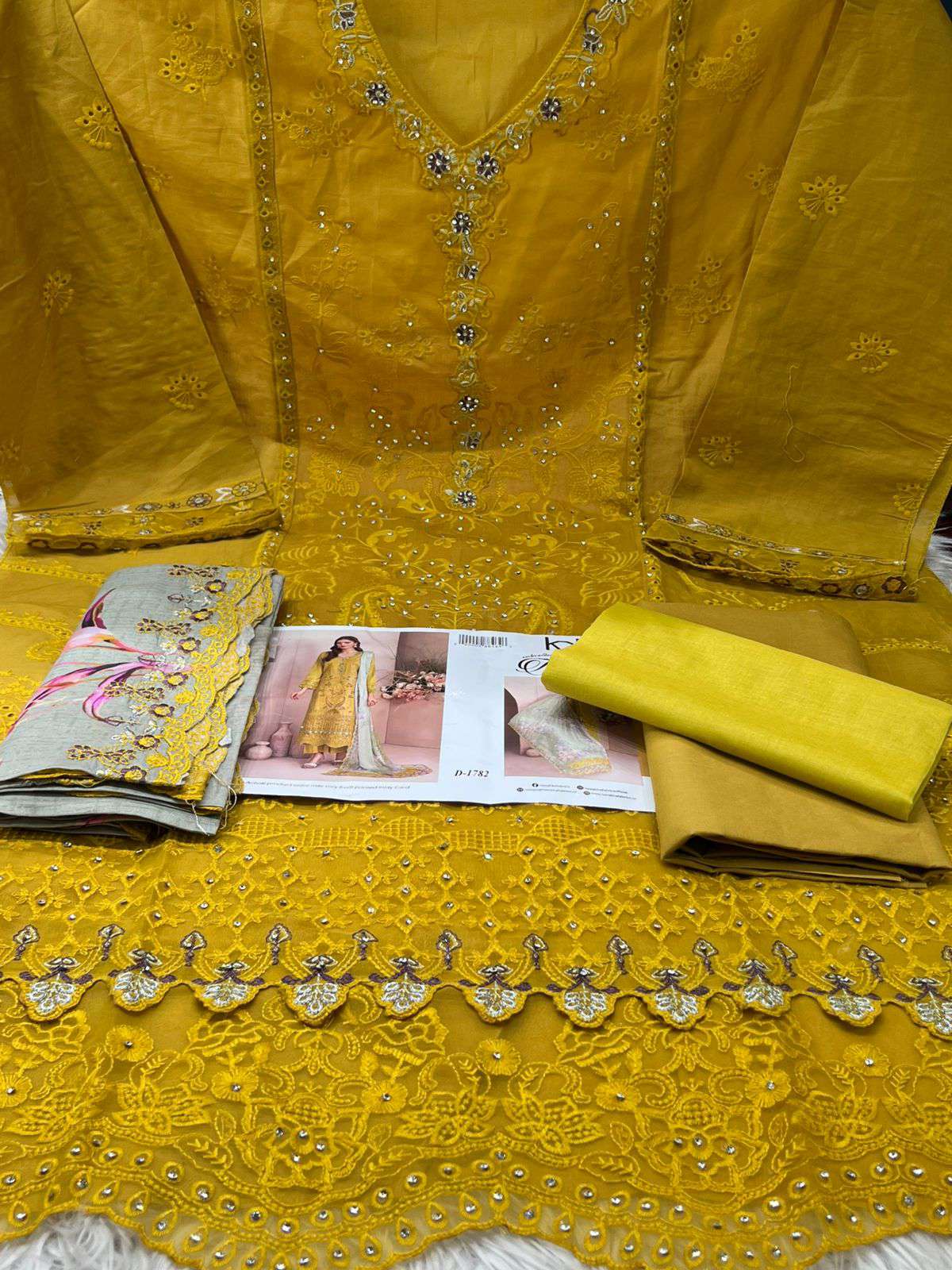 Tawakkal Embroidered Unstitch Mustard