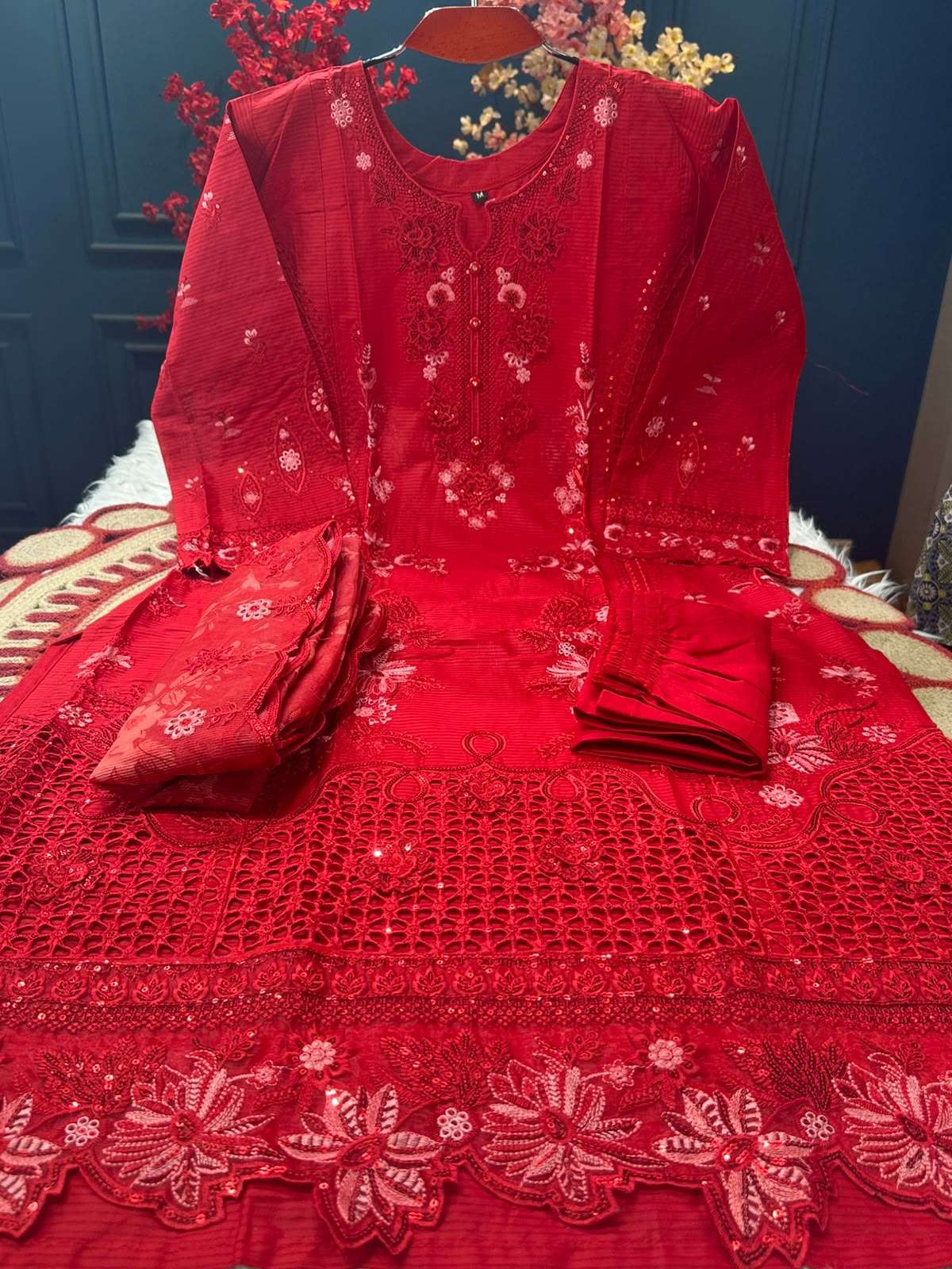 Fashionable Red Salwar Kamiz - 2280
