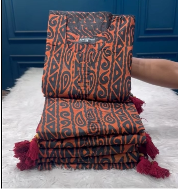 New Arraivals Vegetable Batik Unstitched Three Piece For Women - 1200 brick & Black