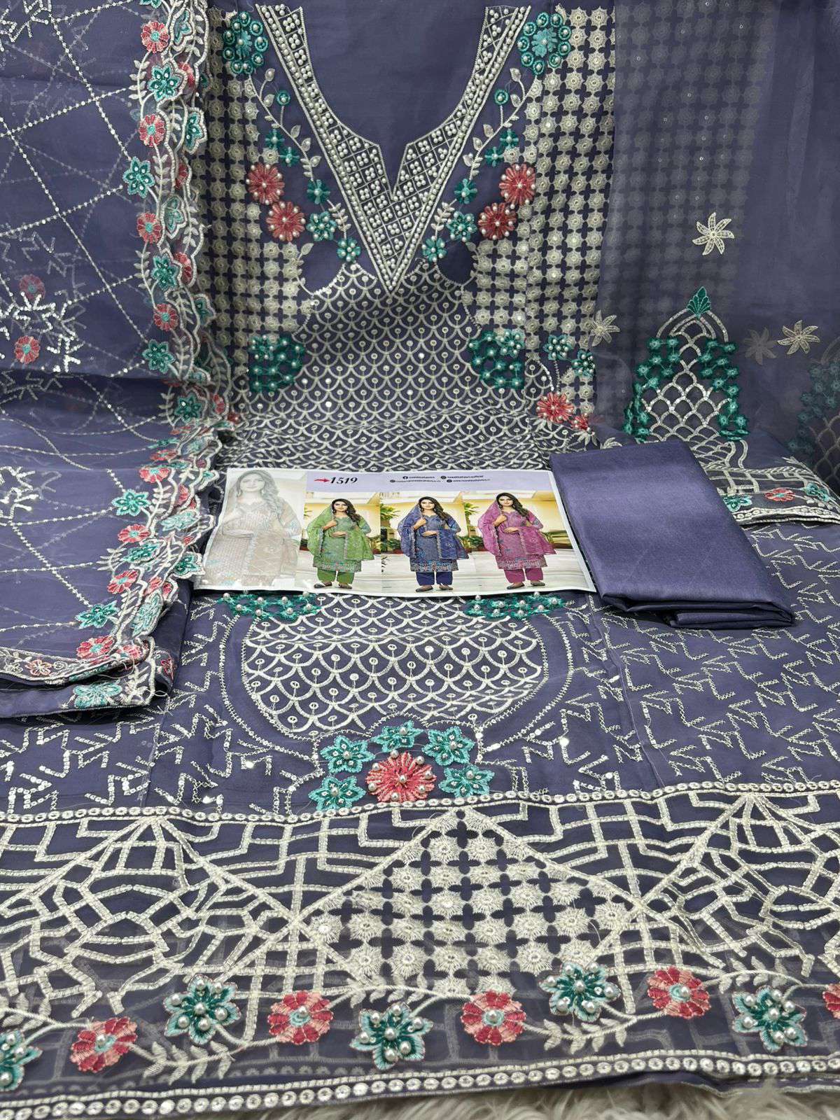 Pakistani Inspired Cetalogue Pure Organza Unstitched Collection - 2000 Levender