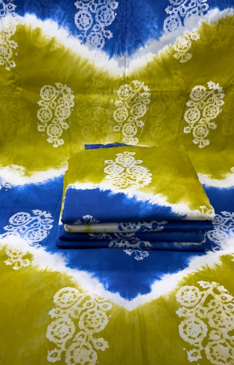 Vegetable Batik Olive Blue Dress - 1200