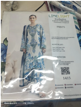 Premium Quality LimeLight Digital Print Gorgeous Unstitched Collection - 1200 Blue & White