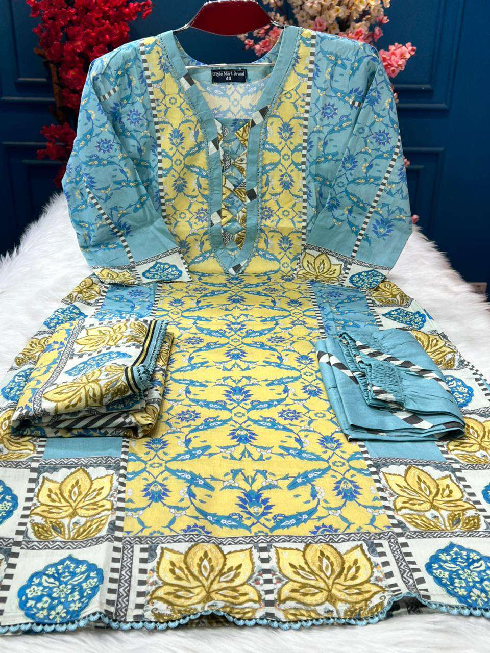 Phulmoti Step Cotton Ready Sky Set - 1150