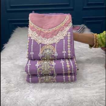 New Arraivals Pakistani Cetalogue Pure Organza Unstitched Collection - 2000 Purple