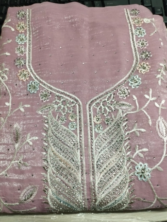 Premium Quality Original IC Crystal Georgette Unstitched Party Collection - 2200 Onion