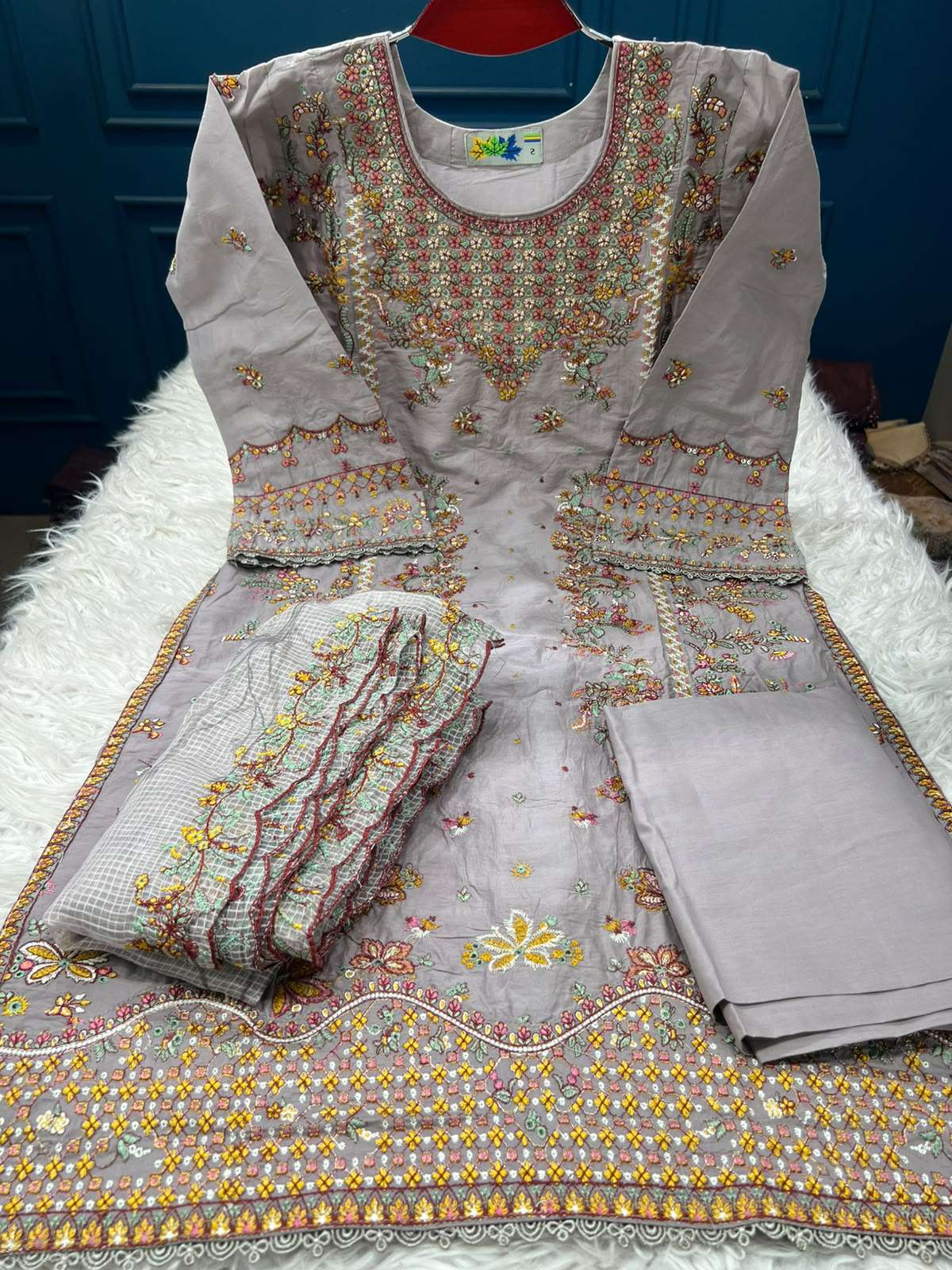 Heavy Embroidery Neck Boutiques Ash - 1950