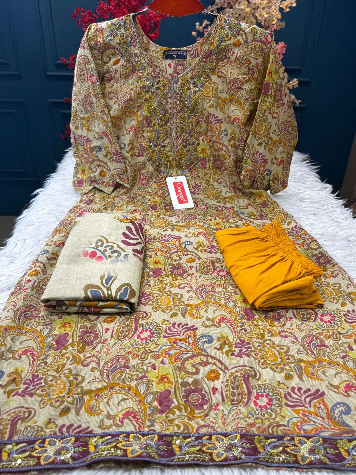 Ganga Yellow Stitched Wear - 1050