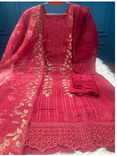 Premium Quality Pakistani Inspired Stitched Cotton Collection - Marun 2250