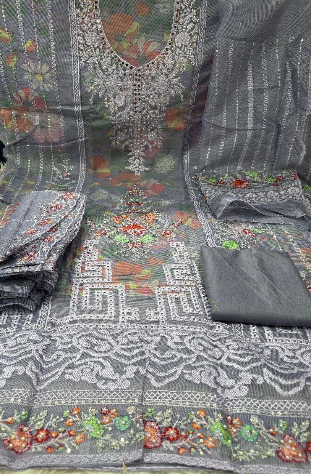 Pakistani Inspired Pure Organza - 1200 Grey