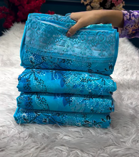 Guljee Ocean Blue Blooming Suit - 1400