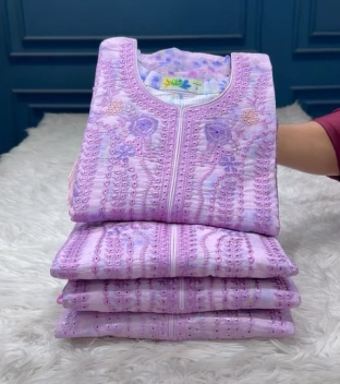 Premium Quality Pakistani Inspired Stitched Cotton Collection - 2100 Light Levendar