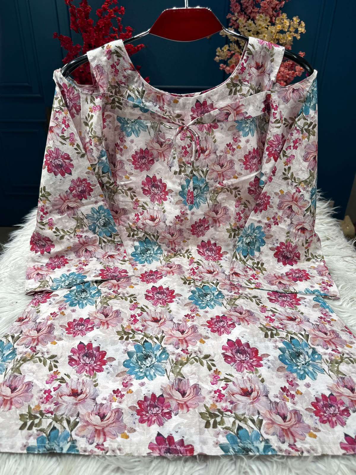 Stunning Cornflower Cotton Kurti - 499