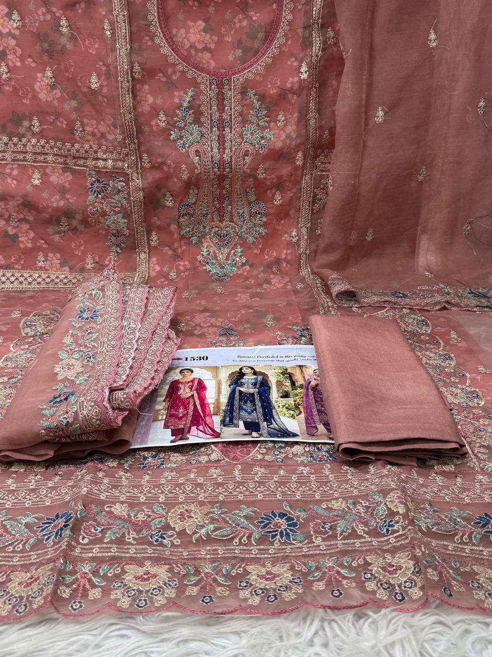 Brown Unstitched Salwar kamiz - 1850