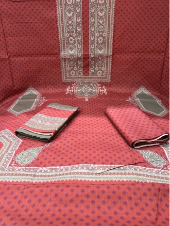 Premium Quality Luxury Lawn Unstitched EID Collection - 1100 Dark Brick