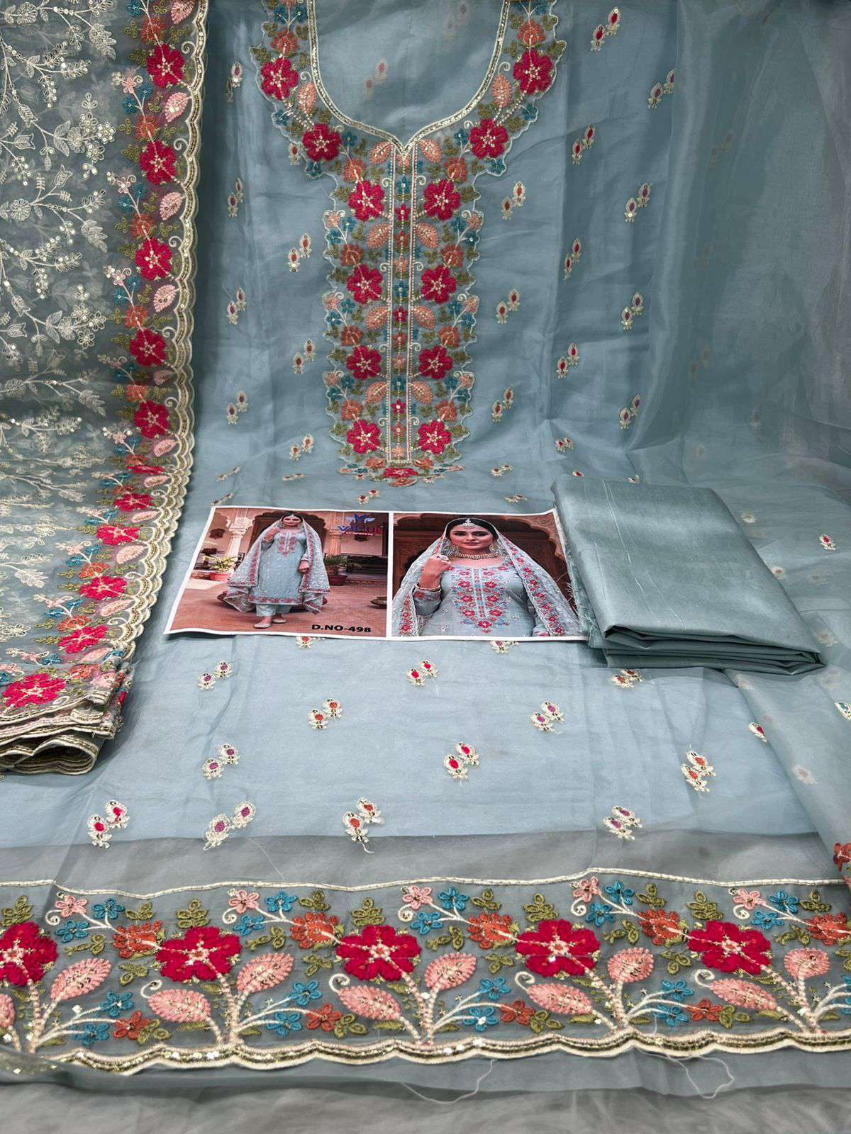 New Arraivals VIPUL Cetalogue Pure Organza Unstitched Party Collection - 1750 Sky