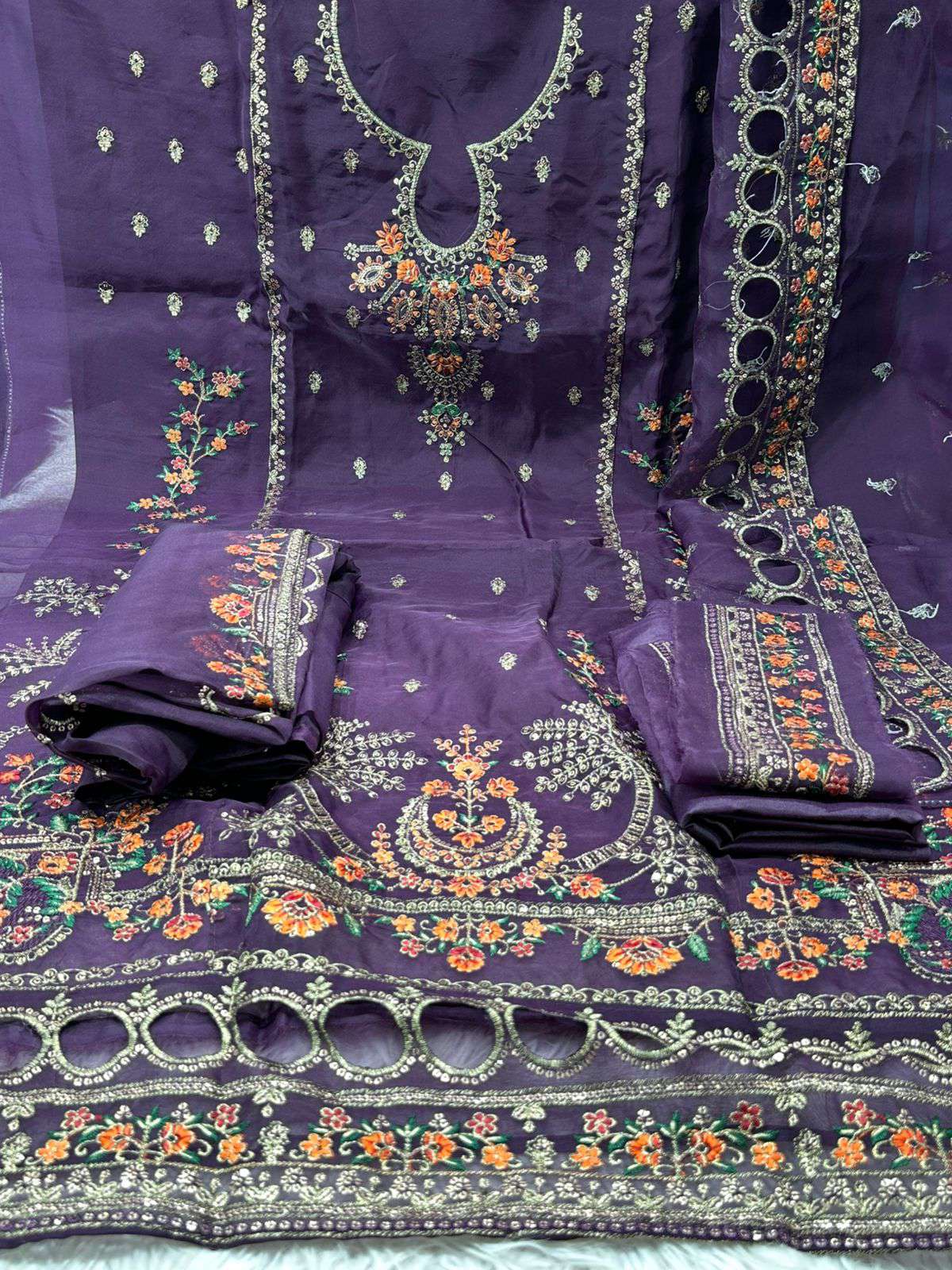 Dark Purple Neckline Golden MAHPANA Party Wear - 1200