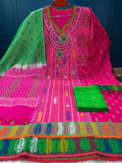 Premium Quality ARONG Semi Stitched Unstitched Cotton Collection - 1250 Mejenta