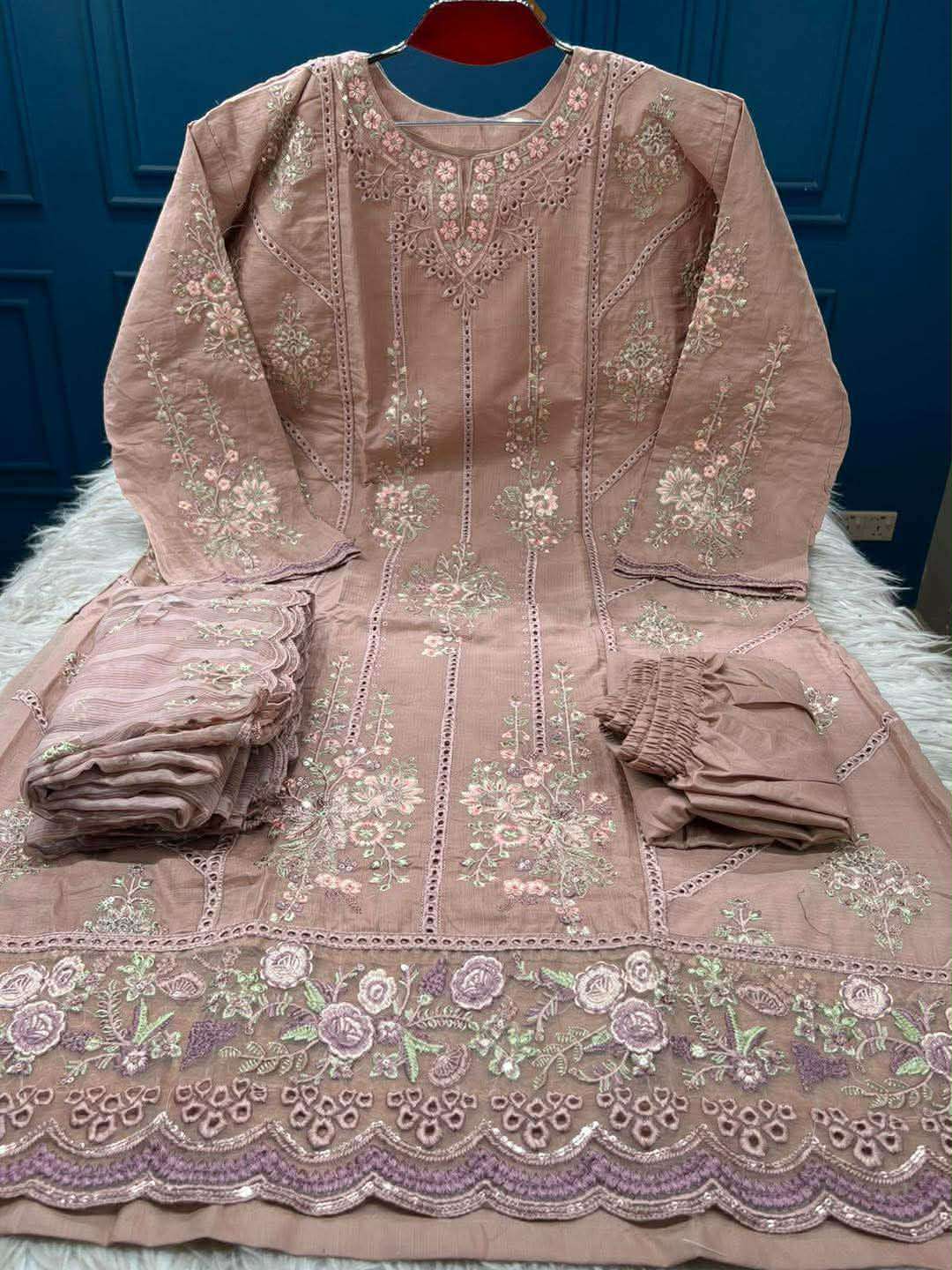 SPECIAL Exclusive Inspired Stitched Eid Cotton Collection - 2300 Brown