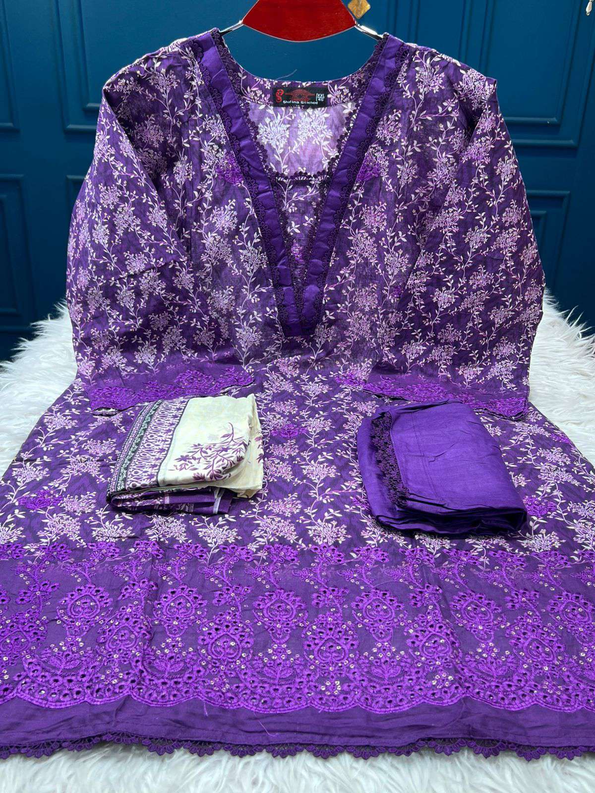 Classic Print Purple Salwar Kameez - 999