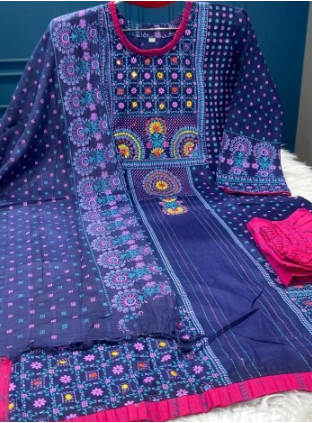 New Arraivals Premium Quality Stitched Slap Cotton Collection - 1100 Blue Colour