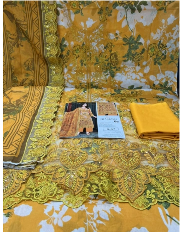 NEW Arraivals Charizma Catalogue Printed Unstitched Cotton Collection - 2000 Mustard