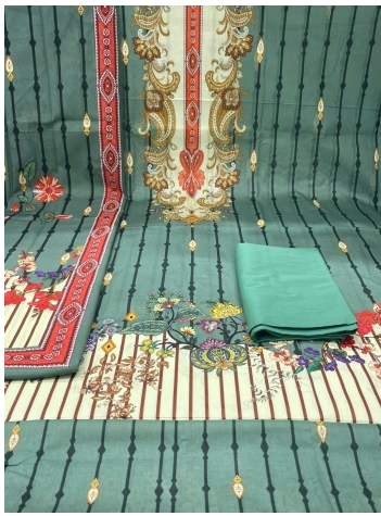 Premium Quality Luxury Lawn Unstitched Collection - dark Olive Colour 950