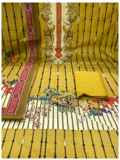 Premium Quality Luxury Lawn Unstitched Collection - Mustard Colour 950