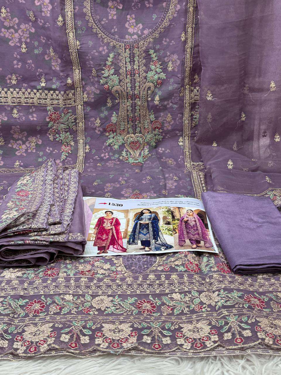 Lavender Unstitched Salwar kamiz - 1850