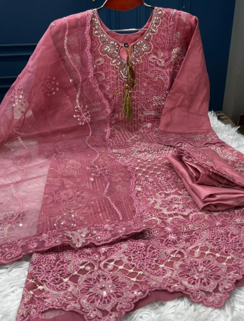 Premium Quality Pakistani Inspired Pure Organza Stitched Collection - 2300 Onion