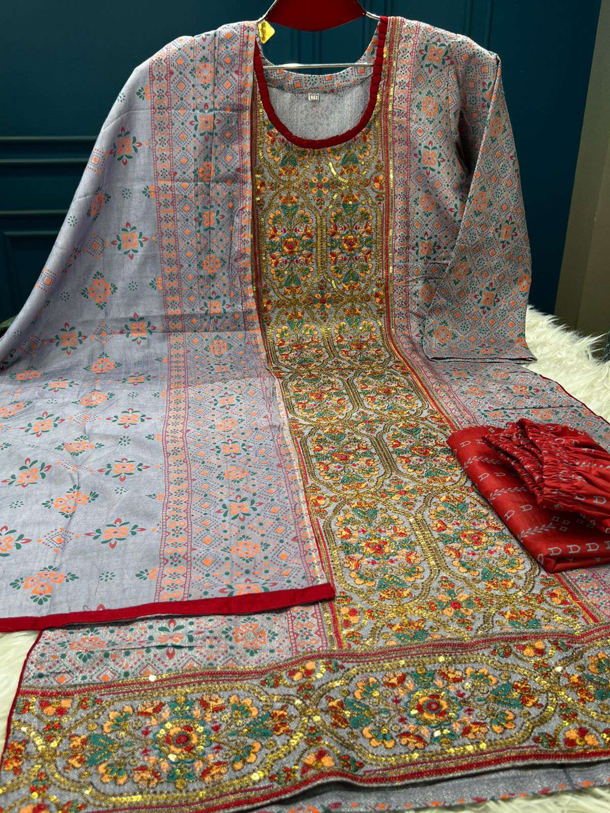 Premium Quality Chinigura Silk Stitched Cotton Collection - 1150 ASH Colour