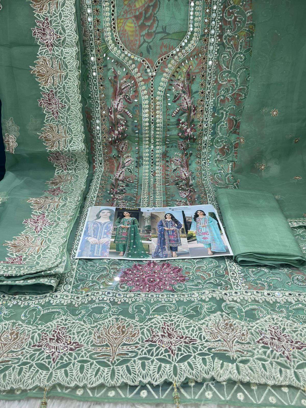 New Arraivals Pakistani Cetalogue Pure Organza Unsttitched Collection - 2000 Mint