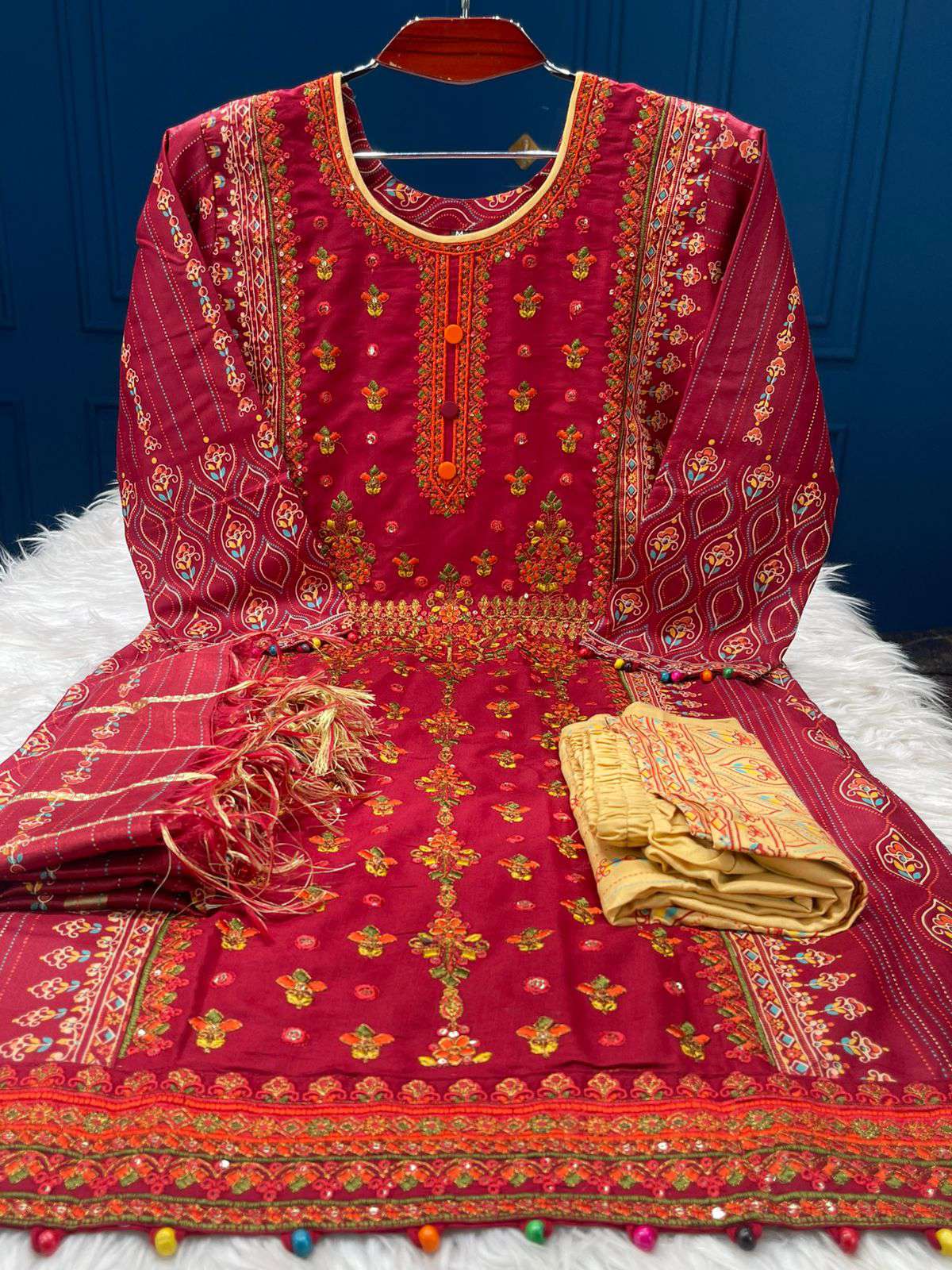 Chinigura Silk Stitched Cotton Collection - 1100 Maroon