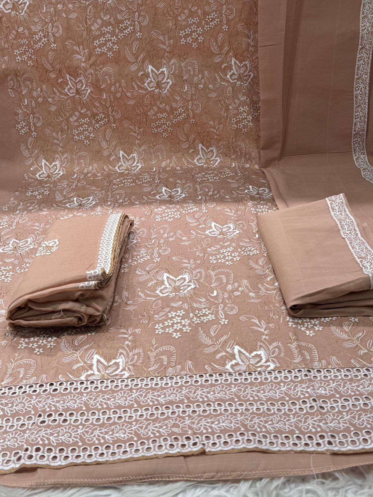 Women's Gorgeous Biscuit Unstitched Set - 1650