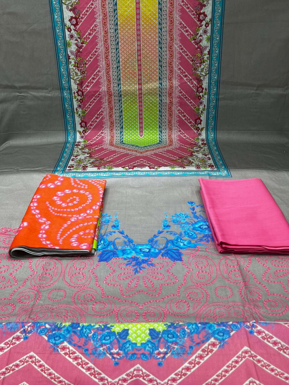 Pretty Yellow Pink Unstitched Lawn - 950