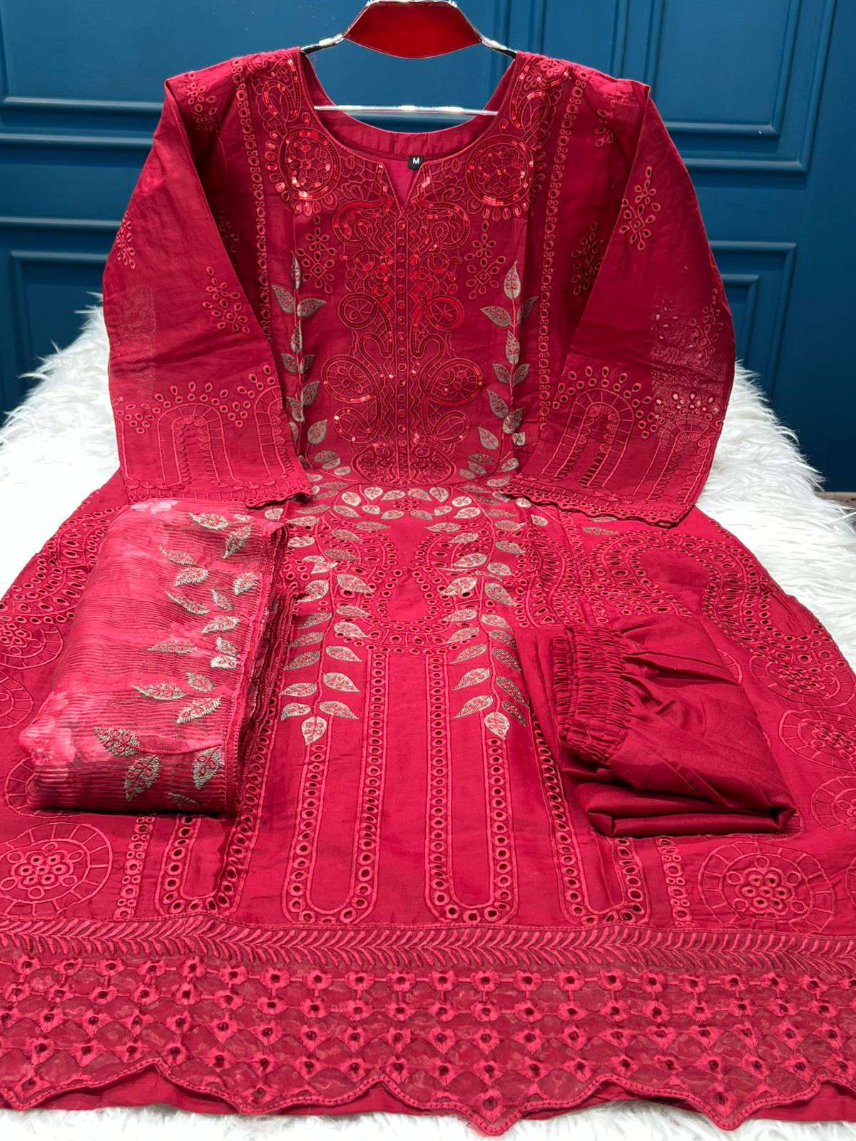 Premium Quality Pakistani Inspired Stitched Cotton Collection - Marun 2350