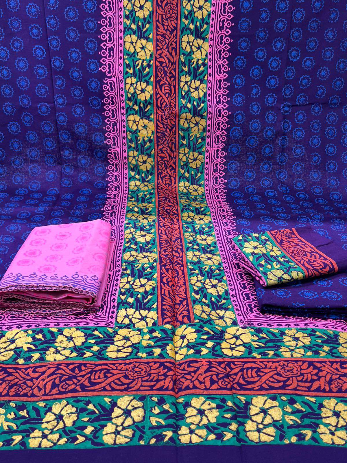 DEEP Purple BLOCK Batik Unstitched Salwar Kamiz - 1100
