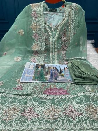 New Arraivals Pakistani Cetalogue Pure Organza Sttitched Collection - 2100 Mint