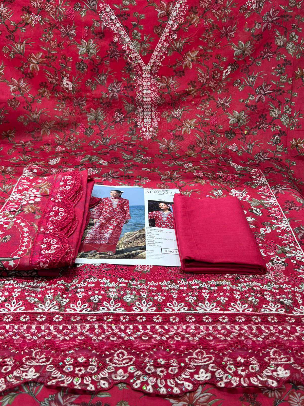 AFROZEH Mejenta Unstitched Salwar Kamiz - 1800