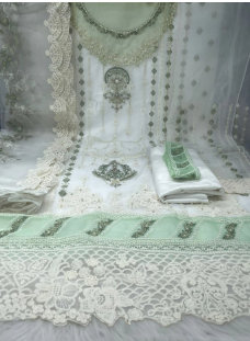 New Arraivals Pakistani Cetalogue Pure Organza Unstitched Collection - 2000 OFF White