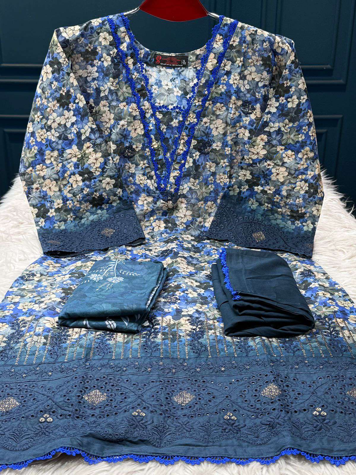 999 Deals Blue Flowery Salwar Kameez