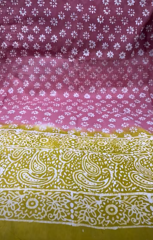 Natural Batik Onion Mustard Unstitched Dress - 1200