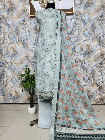 Premium Quality Charizma Catalogue Unstitched EID Collection - 1400 Sky