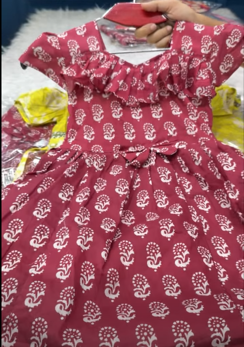 Summer Friendly Maroon Baby Frock
