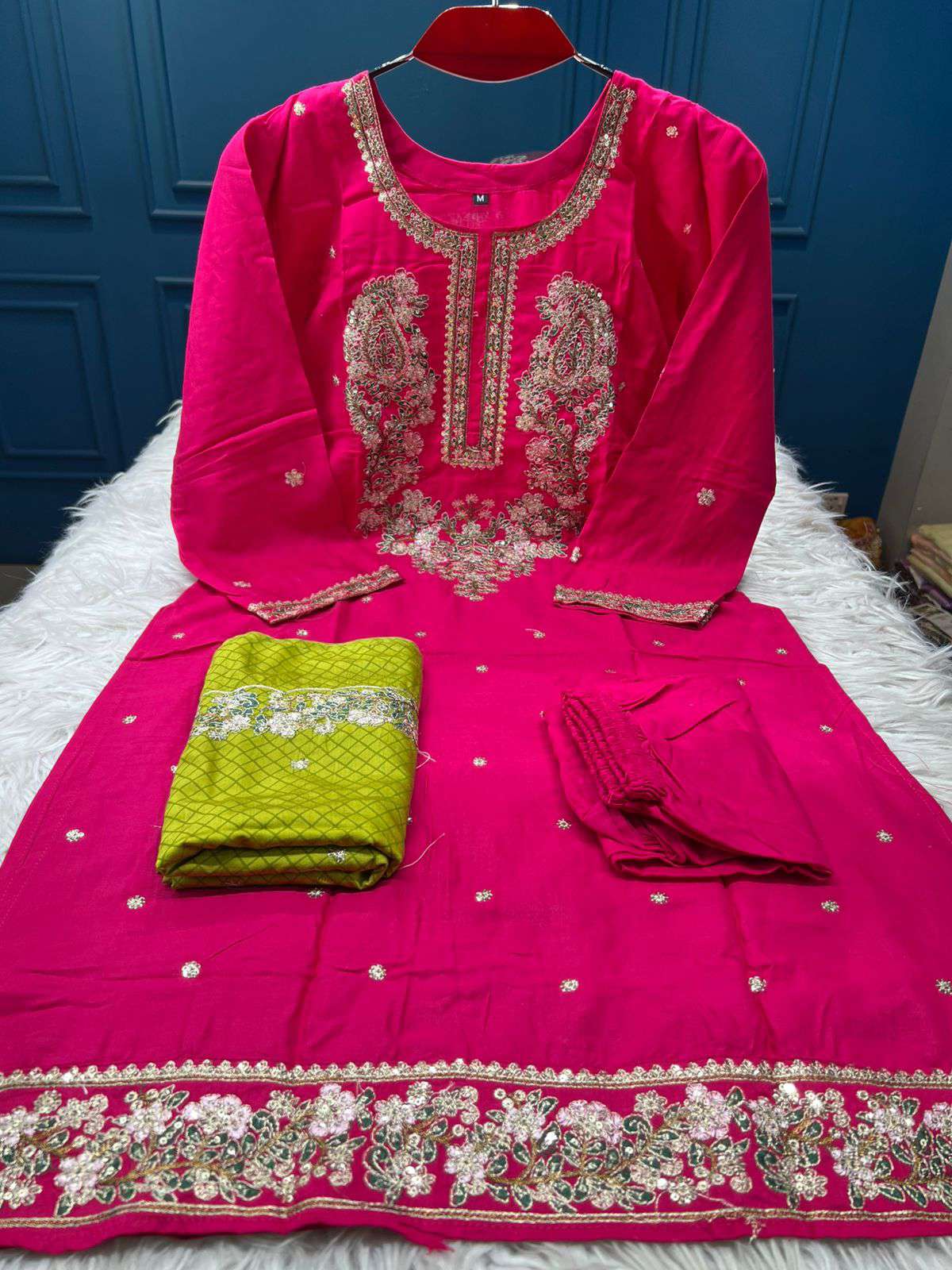 Soft Lilen Cotton Red Stitched Wear - 1199