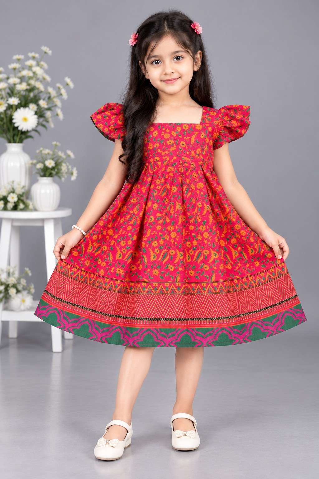 Orange Charizma Printed Baby Frock