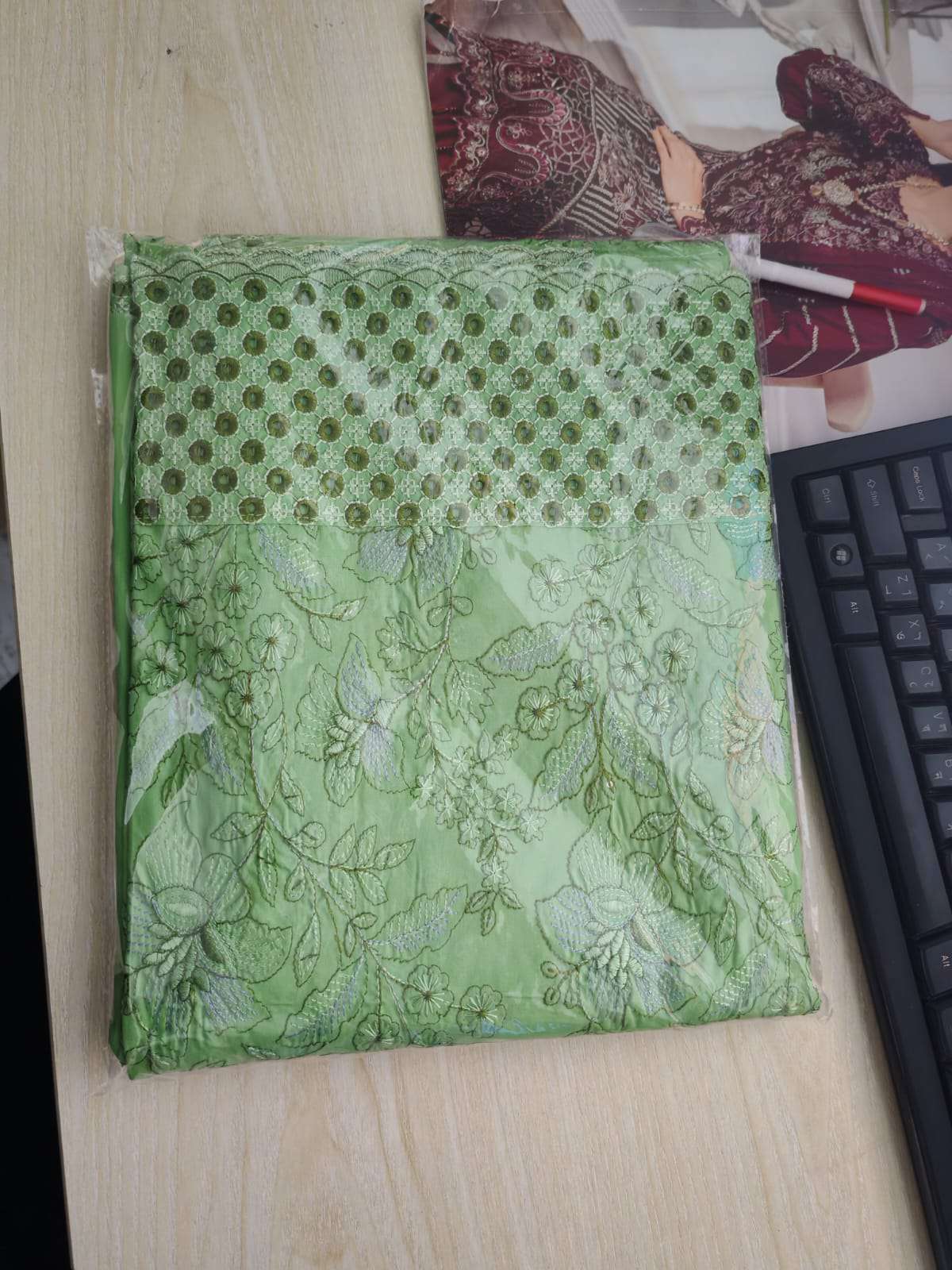 Women Gorgeous Green Unstitched Set - 1650