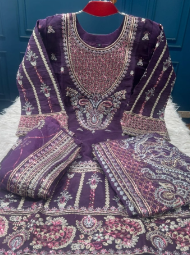 Exclusive Pakistani Inspired Stitched EID Party Collection - 2600 Purple