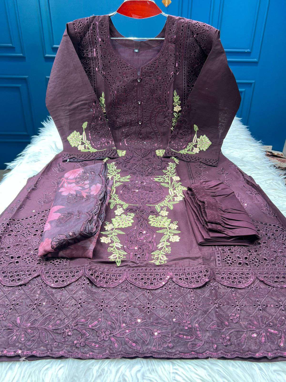 Fashionable DARK Purple Salwar Kamiz - 2550
